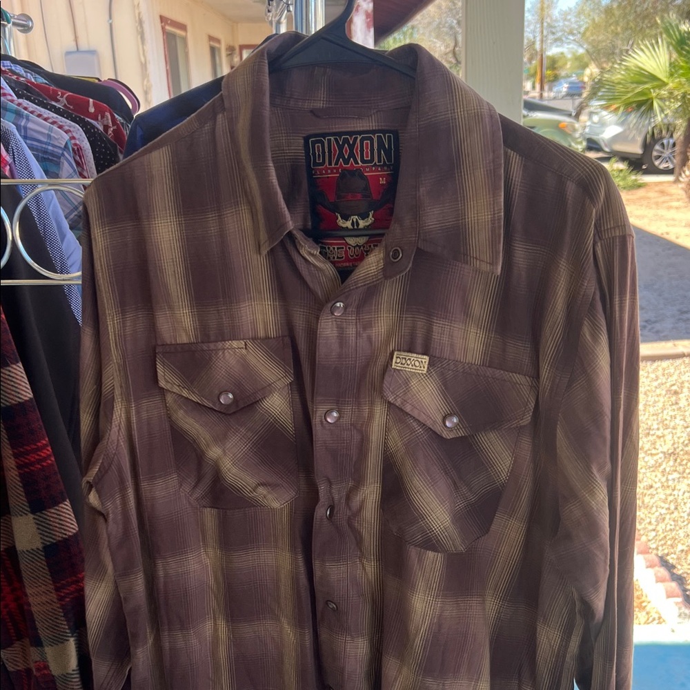 DIXXON Brown Plaid Casual Button Down Shirt
